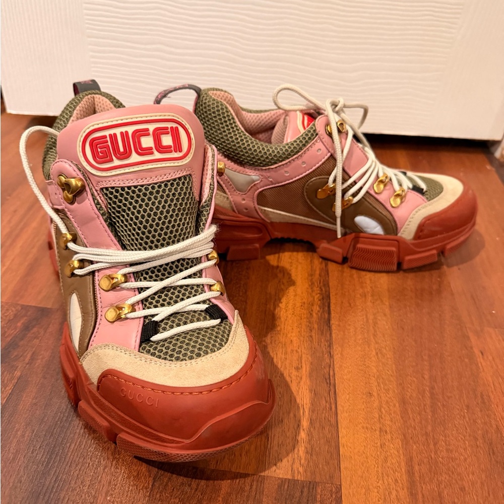 Gucci Pink and Brown Athletic Sneakers